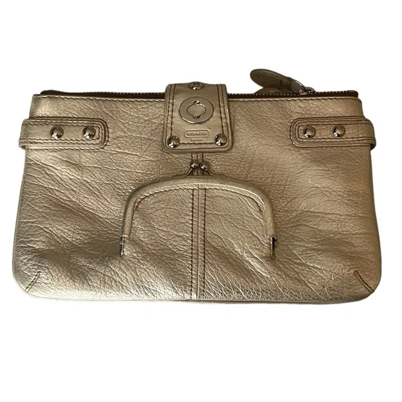 RARE Vintage Coach Legacy Metallic Leather Bridgit Clutch Purse Limited Edition - Picture 14 of 16